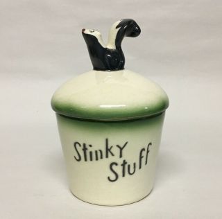 Vintage Stash Jar “stinky Stuff” Skunk Weed Pot Holder Ceramic Lidded Container