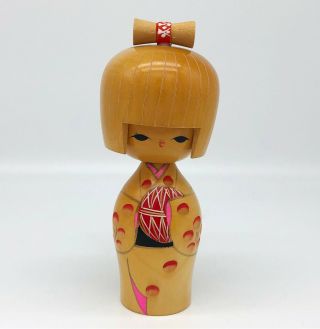 6.  6 Inch (17 Cm) Japanese Vintage Wooden Sosaku Kokeshi Doll /cute Kimono Girl