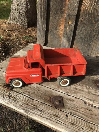 Vintage Buddy L Hydraulic Red Dump Truck Pressed Steel Toy Truck
