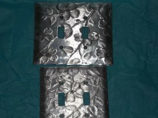2 Hand Made Double Switch Plate Covers Wendell August Forge Aluminum Dogwood Exc