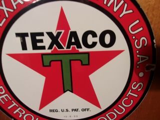 Vintage Texaco Gasoline Porcelain Gas Station Motor Oil Pump Plate Sign Dated
