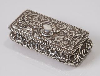 Antique Victorian Solid Sterling Silver Repoussé Trinket Box 2