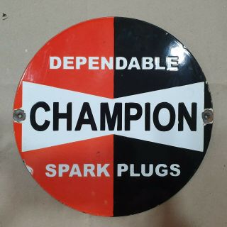 Champion Spark Plugs Vintage Porcelain Sign 12 Inches Round