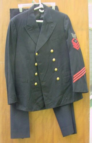 Wwii Us Navy Blue Cpo Chief Petty Officer Uniform Jacket W/ Bullion Sleeve Rate