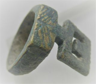 European Finds Ancient Roman Bronze Casket Key Ring Circa 200 - 300ad