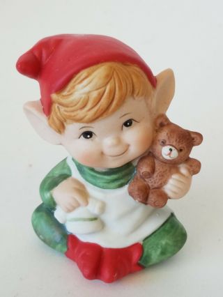 Homco Pixie Elf With Teddy Bear Figurine Home Decor
