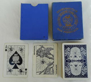 1908 Bohemian Club San Francisco Playing Cards " Weaving Spiders Come Not Here "