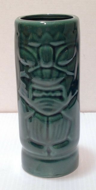 Vintage Unusual Green Glazed Ceramic Polynesian Hawaiian Tiki Totem Mug
