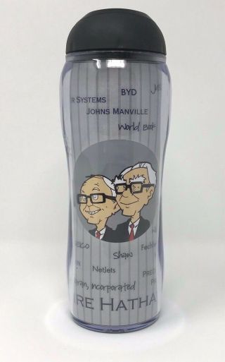 Warren Buffet Berkshire Hathaway Charlie Munger Travel Cup Caricatures 16 Oz