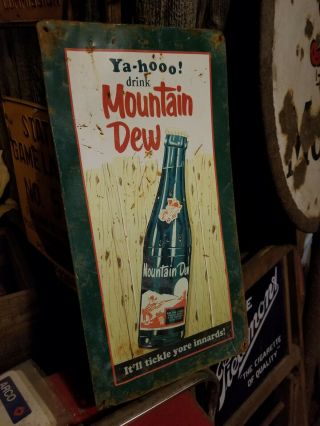 Vintage Old Mountain Dew Soda Metal Display Sign Coke Pepsi Advertising Cola