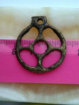 Ancient Viking Bronze Pendant Amulet " Sun " Save