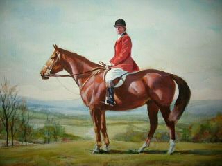 Ozni Brown - Mrs.  Peabody,  The Millbrook Hunt - Rare 1960s Equestrian Painting