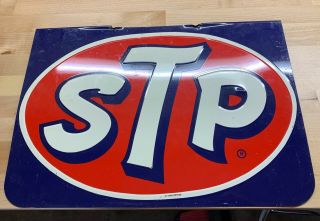 Stp Sign Old Vintage Display Motor Oil Embossed Metal Gas Station 60s