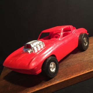 Vintage Toy Car Chevy Corvette Large Processed Plastics Co Usa Red Split Window