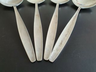 A set of 4 Georg Jensen 925S Sterling Silver Cypress Pattern Round Bowl Spoons 2
