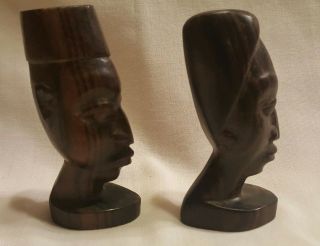 Hand Carved African Man And Woman Wooden Statues 3 - 3/4 "