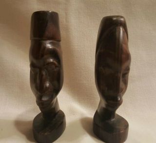 Hand Carved African Man and Woman Wooden statues 3 - 3/4 