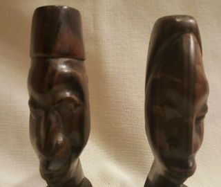 Hand Carved African Man and Woman Wooden statues 3 - 3/4 