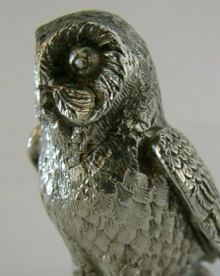 Heavy English Solid Cast Sterling Silver Owl Figure London 1986 52g
