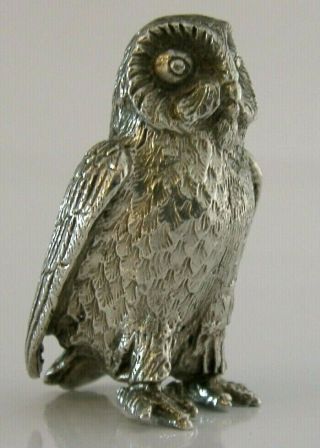 HEAVY ENGLISH SOLID CAST STERLING SILVER OWL FIGURE LONDON 1986 52g 2