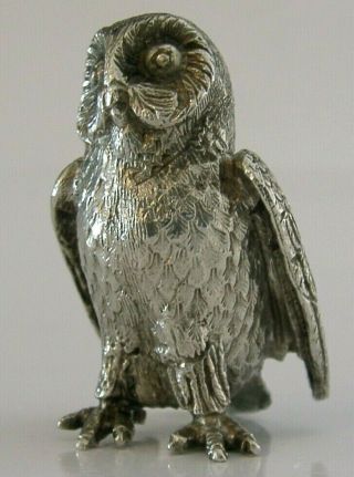 HEAVY ENGLISH SOLID CAST STERLING SILVER OWL FIGURE LONDON 1986 52g 3