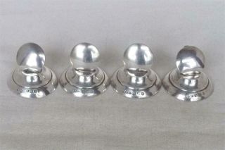 A Set Of Four Antique Sterling Silver Place Name Menu Post Card Holders 1908 - 09.
