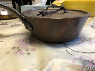 Vintage Copper Made In France Saucepan Pot 11.  5 Inches Diameter,  4.  5 Inch Height