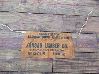 Vtg Nail Apron Pouch Cloth Kansas Lumber Co.  Kennatrack 801 Santa Fe Phone 155