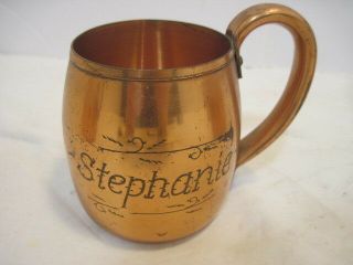 Vintage Solid Copper Moscow Mule Cup Mug West Bend Aluminum Ingraved Stephanie