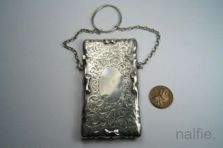 Antique Edwardian English Sterling Silver Ladies Card Case C1914