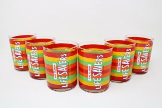 Vintage Five Flavor Life Savers Lifesavers Candy Drinking Glasses Set Of 6 Htf