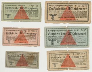 6 X Reichsmark Reichspfennig Lagergeld Concentration Camp Holocaust Kl90