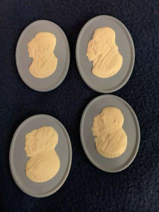 Vtg Wedgwood Us President Medallion Plaque Cameo Jasperware Complete Set Of 38