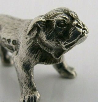 Sampson Mordan Solid Silver Miniature Bulldog Dog Animal Figure 1909 Antique
