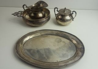 Sterling Silver.  925 Plate,  Cream,  And Sugar Set