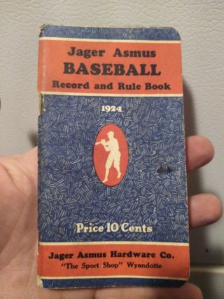 Jager Asmus Baseball Record Rule Book Wyandotte Mi Vintage Wilson 1924 Babe Ruth