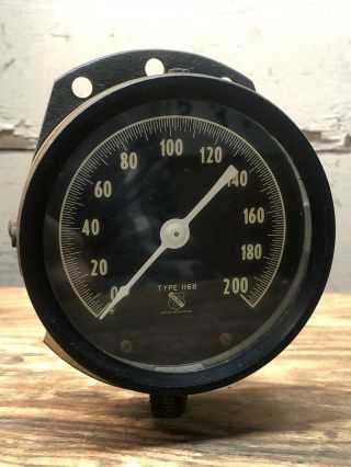 Vintage Ashcroft Pressure Gauge 0 - 200psi Type 1168