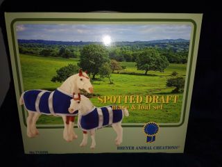 Breyer Vintage Club Blossom And Belle Spotted Draft Mare And Foal Set 2 Box