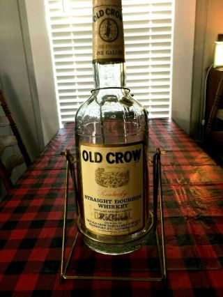 Vintage Old Crow Whiskey Bar One Gal.  Bottle Swivel Rocking Dispenser