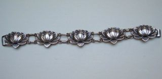 Vintage Danecraft Felch Co.  Sterling Silver Water Lily Bracelet