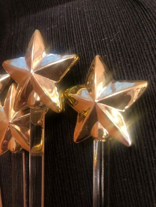 Vintage Swizzle Sticks Stars Gold Clear Hard Plastic Set of 6 Barware Stirrers 3