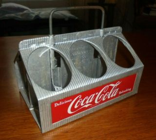 Aluminum Coca Cola Coke 6 Bottle Carrier Carton In