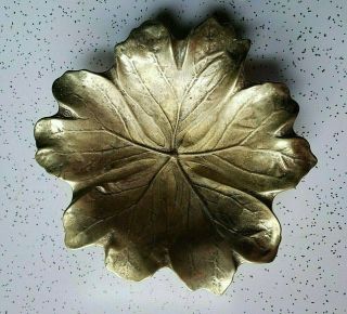 1948 Heavy Solid Brass Signed Vmc Virginia Metalcrafters 4 - 6 May Apple Leaf Tray