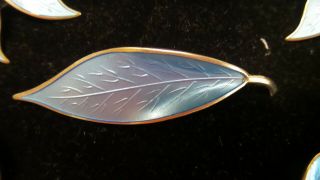 David Andersen Sterling Silver Blue Guilloche Enamel Leaf Bracelet Earrings Pin 2