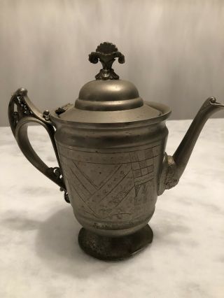 Vintage Pewter Tea Pot Some Damage To The Bottom