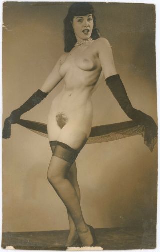 Rare Vintage 1950s Unpublished Nude Bettie Page Pin - Up Gelatin Silver Photograph