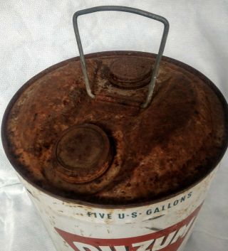 Vintage Oilzum White Bagley Motor Oil Can 5 Gallons 2