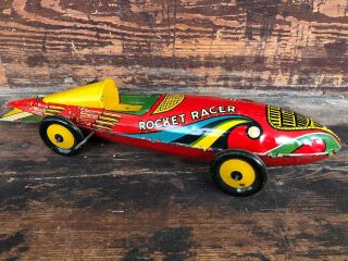 Vintage 40s 50s Marx Rocket Racer Tin Toy Metal Space Car Windup Mcm
