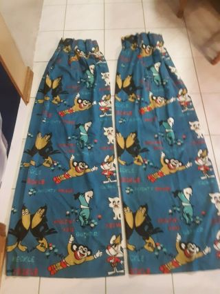 Vtg Terrytoons Mighty Mouse Vincent Van Hector Heathcote Heckle Jeckle Curtains