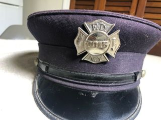 Vintage FDNY with Badge Navy Blue Dress Hat Size 7 1/4 uniform USA union Made 3